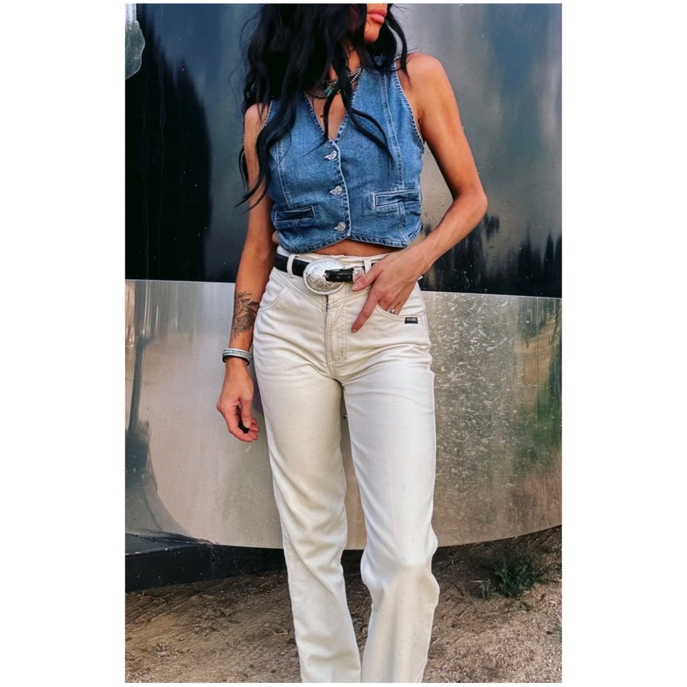 Rockies Women’s Sz 27 VTG White Western Jeans 80s High Rise Bareback USA Made